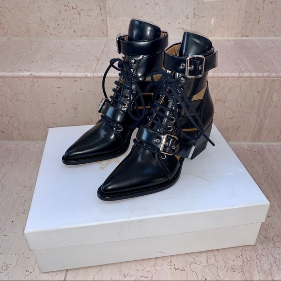 Chloé Black Reilly Leather Buckle Ankle Boots - Picture 6 of 15